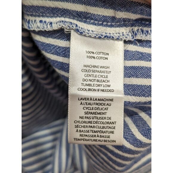 Beachlunchlounge Blue & White Striped Cotton One Shoulder Ruffle Mini Dress, SP - Picture 10 of 10